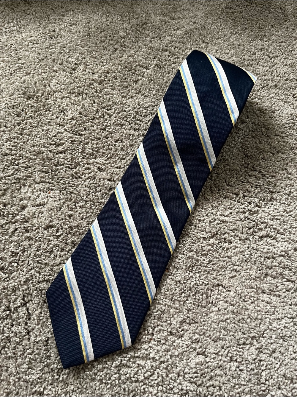 Tommy Hilfiger - Silk Navy Tie with White & Yellow Stripes